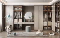 Service OEM : Conception de dressing scandinave gain de place, lignes épurées, rangement intelligent, mobilier de chambre, dressing