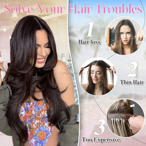 100% ผมมนุษย์แบบซ่อนลวดต่อผมสำหรับผู้หญิงสีดำธรรมชาติ - Product Image 3