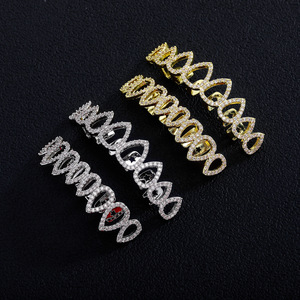 Grillz para dientes con forma de lágrima, incrustaciones de circonita, en oro y plata, accesorios dentales unisex para uso diario. - Product Image 2