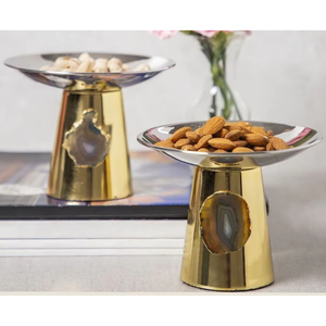 Compre un Soporte Decorativo de Metal para Tazón de Servir con Diseño de Ágata, Tazón de Lujo para Frutos Secos, Decoración del Hogar, Vajilla - Product Image 4