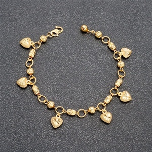 Bracelets à breloques en laiton plaqué or 24 carats en forme de cœur, design tendance, vente chaude JXX, bijoux pour femmes, bracelet en cuivre - Product Image 5