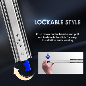 Aolisheng 53Mm Zwaar Koudgewalst Staal 120Kg Laadvergrendeling Lade Schuift <span class=keywords><strong>3</strong></span>-voudige Verlengde Zijmontage Rv Lopers - Product Image 5