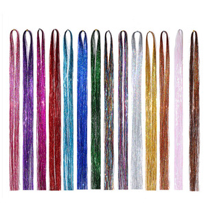 93cm Party Holographic Hair Accessories Glitter Hair Tinsel Sparkle Extensions 120Strands Bling Twinkle Hair Extension