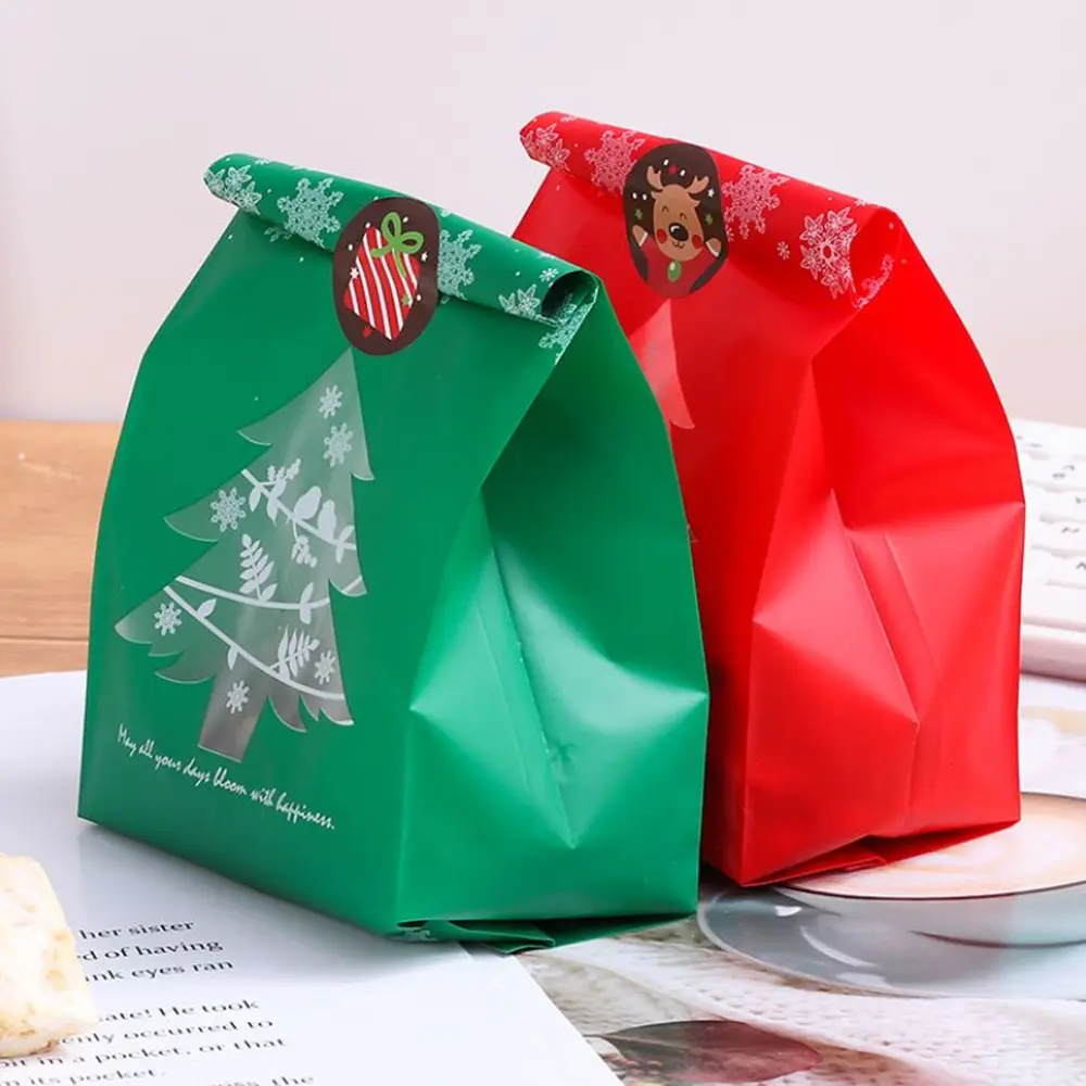 25pcs Snowflake Christmas Tree Gift Bags Merry Christmas Baking Packaging Bag Candy Boxes Xmas Decorations for Home 2021 Navidad