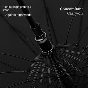 Paraguas publicitario clásico de gran tamaño doble con mango largo de 16 huesos de alto grado Apertura completamente automática Mango de madera Resistente a las tormentas - Product Image 3