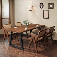 Table à manger rectangulaire moderne en bois pour 6 à 8 personnes, ensemble de meubles de restaurant et de restauration rapide