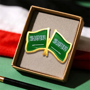En stock amitié saoudienne double-drapeau broche broches double-drapeau émail métal badges fête nationale et échange diplomatique culturel personnalisé - Product Image 6