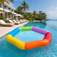 Fauteuil flottant gonflable hexagonal multicolore en maille pour piscine, chaise flottante à couleurs variées pour plage et fêtes aquatiques