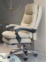 Chaise de bureau rotative en cuir avec coussins de jambe Chaise de jeu exécutive familiale de style moderne, ergonomique, confortable et douce