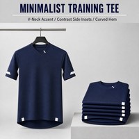 Kaos Latihan Cepat Kering Custom Contrast Panel Pria V-neck Lengan Pendek Olahraga Sepak Bola Gym Workout Tim Training