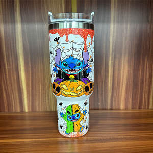 Bouteille d'eau isotherme en acier inoxydable de haute qualité, personnalisée, dessin animé, 40 oz, pour enfants, écologique, avec poignée, paille, 12-24 heures - Product Image 5