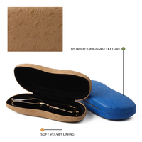 Étui à lunettes haut de gamme en cuir PU effet autruche, rigide en métal, motif gaufré autruche mat, étui de protection durable pour lunettes