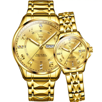 Montre à quartz de luxe 2910 à prix abordable, bracelet en acier inoxydable, aiguilles lumineuses, date automatique, montre d'affaires pour couples