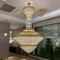 Décoration intérieure de salon de luxe post-moderne, lustre en cristal K9, éclairage suspendu en cristal doré pour escalier LED