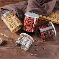 Bocal en Plastique PET Transparent avec Couvercle Facile à Ouvrir et Anneau de Traction, Boîtes de Rangement pour Snacks, Bonbons, Biscuits, Chocolats avec Ouverture Pratique