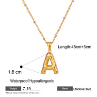 Collier avec pendentif lettre alphabet majuscule 26, charmant et délicat, en acier inoxydable plaqué or, avec chaîne à maillons