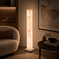 Lampu Lantai Batu Alabaster Wabi Sabi Bentuk Pilar Persegi Lampu LED Alas Marmer Lampu Lantai Ruang Tamu