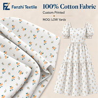 Kain Twill Katun 100% Cetak Digital Motif Ranting Mawar 145 GSM Lebar 56 hingga 57 Inci untuk Gaun, Kemeja, Rok