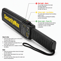 Détecteur de métaux portatif SecurityMax WD190V pour contrôle de sécurité, garantie de 2 ans, sécurité aéroportuaire, indice IP55, détecteur de métaux en ABS