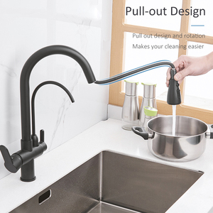 Rubinetto da <span class=keywords><strong>cucina</strong></span> a 3 vie <span class=keywords><strong>nero</strong></span> opaco in stile moderno in ottone per bere rubinetto senza piombo - Product Image 4