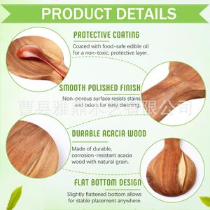 Reposacucharas de madera redondos, de madera maciza, aptos para lavavajillas, no aptos para microondas, ecológicos, soporte para utensilios de cocina para almacenamiento en encimera. - Product Image 2