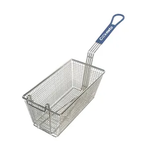 Durable Fries Serving Baskets Eco-friendly Mini French Fry Wire Mesh Basket with Handle