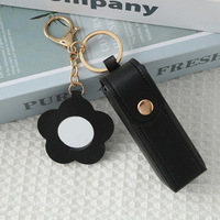 Étui de rangement portable personnalisé en cuir PU pour rouge à lèvres avec porte-clés, sac organisateur de maquillage pour un seul rouge à lèvres