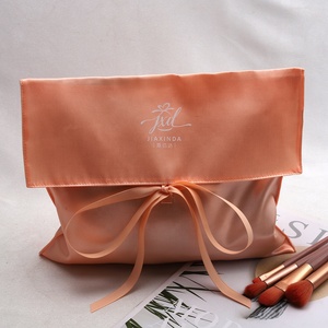 Luxury Super Soft Pink Satin Pouch Custom High Quality Satin Drawstring <b>Bag</b> Silk Packaging <b>Dust</b> <b>Bag</b> Pouch - Product Image 2
