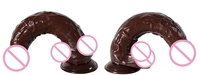 Dildo realista de silicona suave color café oscuro con ventosa, ecológico, para mujeres, juguete sexual, dildo negro.