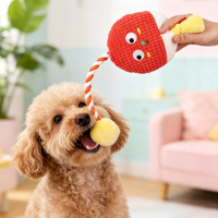 Jouet interactif pour chien, nouveauté, dessin animé, chien mignon, jouet à tirer, papier froissé, double son, peluche, corde en coton, jouet à mâcher durable, soulagement de l'ennui et de la dentition