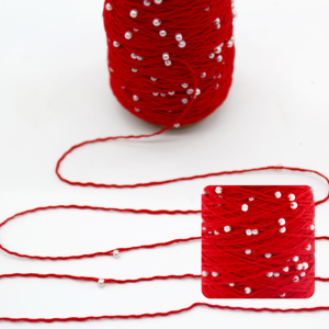 Mercerized Beads <strong>Red</strong> <strong>Sequin</strong> with 4MM Light PET Pearls GRS OEKO Certified Pearl Yarn for Knitting and Crochet Beads Yarn - Product Image 3