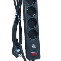 Multiprise de type européen 5 voies 16A avec 2 ports USB pour usage domestique