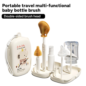 Produk Bayi Portabel Sikat Dua Sisi 6 in 1 Alat Pembersih Botol Silikon Bebas BPA Set Pembersih Botol Bayi untuk Perjalanan - Product Image 1