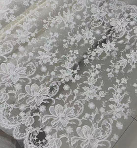 Nouveau Tissu en Dentelle Brodé Blanc à Grandes Fleurs Élégant 2026 pour Robe <span class=keywords><strong>de</strong></span> Mariée - Product Image 4