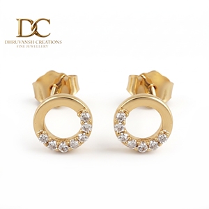 Boucles d'oreilles clous en or jaune massif 14 carats, diamant de laboratoire certifié IGI, taille ronde, pour femme, cadeau pour toute occasion spéciale - Product Image 2