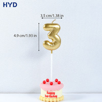 3D Goldfolien-Ballon Zahlenkerze Tortendekoration Mylar Geknitterte Zahlenkerze für Geburtstagstorten-Dekoration