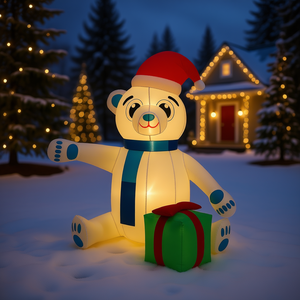Oso de Peluche Inflable Navideño con Luces LED D0102HXUKRP de 94.5 cm, Decoración Navideña para Jardín Exterior - Product Image 2