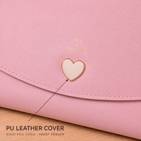 Carnet à couverture rigide en cuir PU rose rechargeable à feuilles mobiles