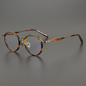 Trung quốc hợp thời trang retro vòng độc đáo lớn khung vàng rim kính khung unisex Titanium quang cảnh tượng khung bán buôn - Product Image 2