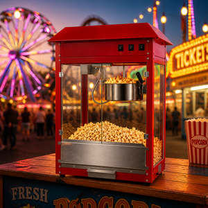 Durable Electric Popcorn Machine with 1600W High Power Stainless Steel <b>Kettle</b> and Tempered Glass Panels for Commercial Use - Product Image 1