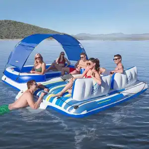 Flotador inflable para piscina de 6 personas, con dosel, Isla de agua con enfriador, balsa de Río, lago, isla flotante, gran oferta, 43105