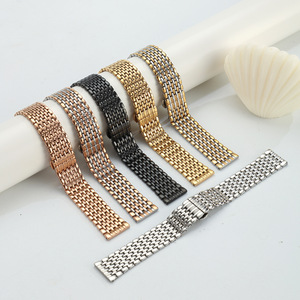 Correa de Reloj Upro de Lujo de Acero Inoxidable con 9 Eslabones, Correa de Metal Sólido con Cierre de Mariposa de Doble Presión, 18 20 22 24 mm para Hombre y Mujer - Product Image 4
