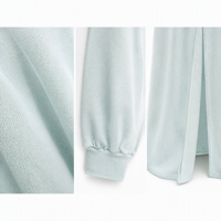 Abaya en tricot vert menthe sur mesure, ouverte sur le devant, à manches longues, robe kaftan musulmane, vêtements modestes du Moyen-Orient, fabrication OEM directe d'usine