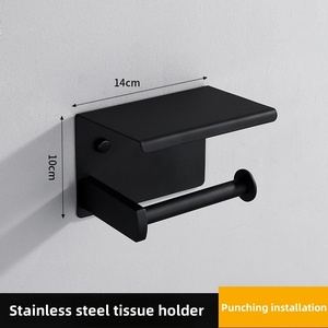 Juego de Toallero de Baño Negro para Montar en la Pared con Estante de Esquina y Portarrollos de Papel Higiénico de 24 Pulgadas, Diseño Minimalista de Acero Inoxidable - Product Image 5