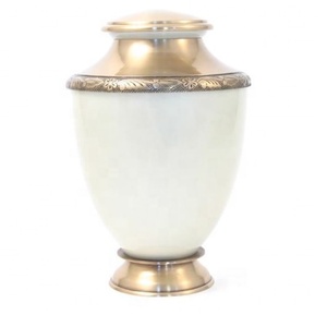 Adult Brass Cremation Urn for Human Ashes - Hand-Engraved Metal Funeral <b>Memorial</b> Urn for Male Female, Durable Decorative <b>Vase</b> - Product Image 1