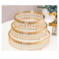 Juego de 3 Soportes para Pastel de Boda - Juego de Soportes Dorados para Mesa Central - Juego de Soportes para Exhibición de Pastelería - Juego de Decoración para Fiestas y Bodas