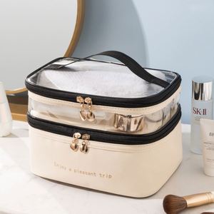 Custom Large Women Cosmetic Bags Organizer Beauty Case PU Leather Waterproof Zipper Make up Bag Travel Makeup Bag - Product Image 2