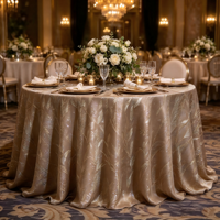 Nappe ronde jacquard à feuilles scintillantes haut de gamme, nappe de luxe pour mariage, banquet d'hôtel, fête d'anniversaire, vente en gros