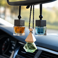 Diffuseur de parfum pour voiture suspendu personnalisé de 8 ml, flacon vide en verre pour désodorisant avec bouchon en bois et cordon