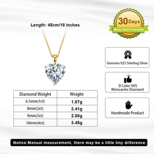 SMON08 RINNTIN Forever Love Coração Colares Pingente para Mulheres, 1-4 Carat Heartshape Moissanite Jóias Pingente de Prata Esterlina - Product Image 5